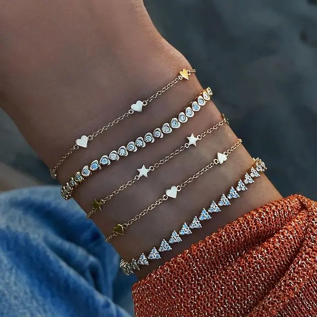 Ashby Heart Charm Tennis Bracelet