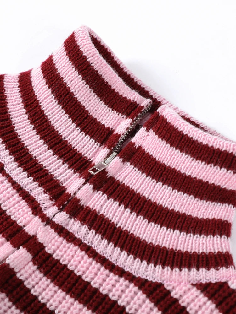 Verena Striped Double-Zip Cardigan