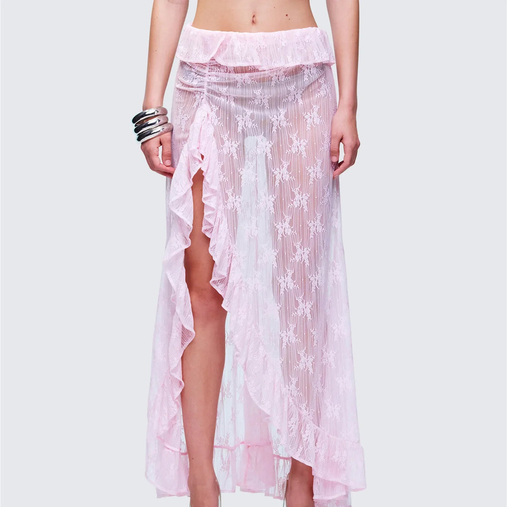 Zadie Tiered Lace Midi Skirt