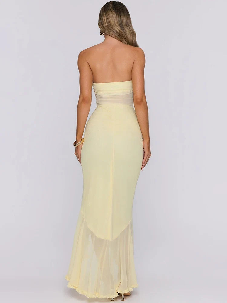 Piper Sheer Mesh Tiered Maxi Dress