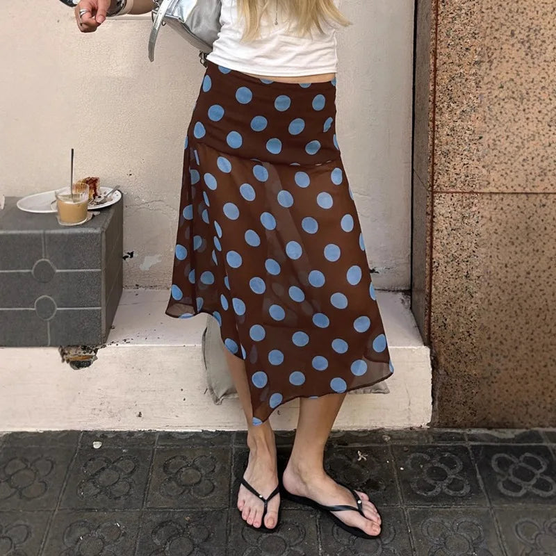 Valentina Sheer Mesh Polka Dot Skirt