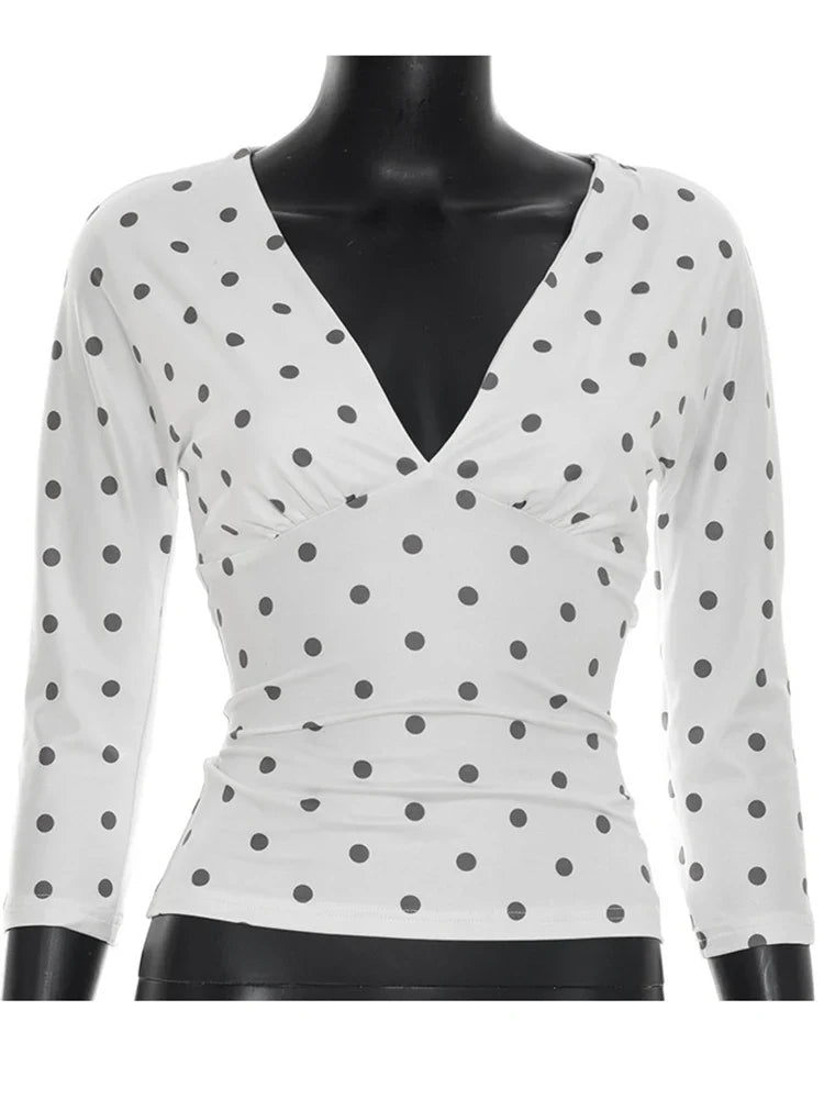Liv Polka Dot V-Neck Top