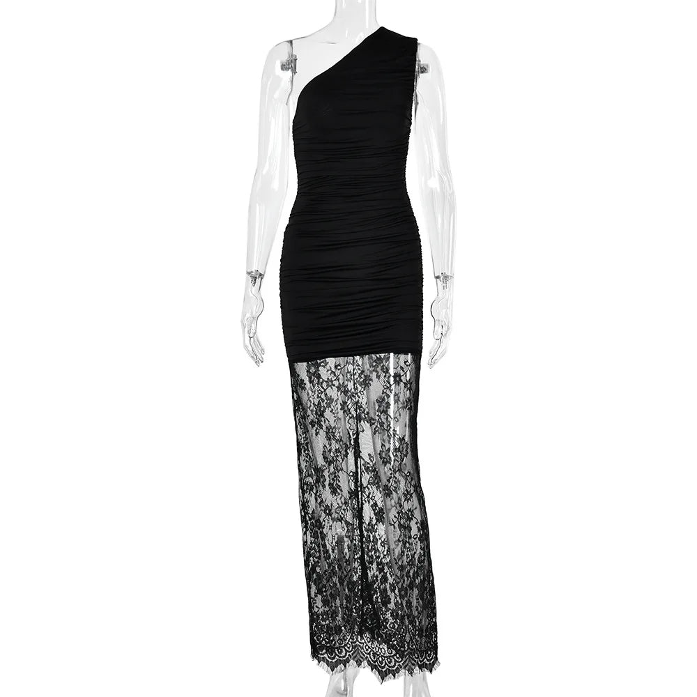Halo One-Shoulder Lace Dress