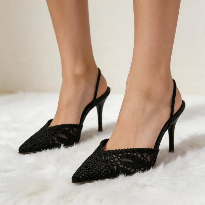 Elara Mesh Ankle-Strap Pumps