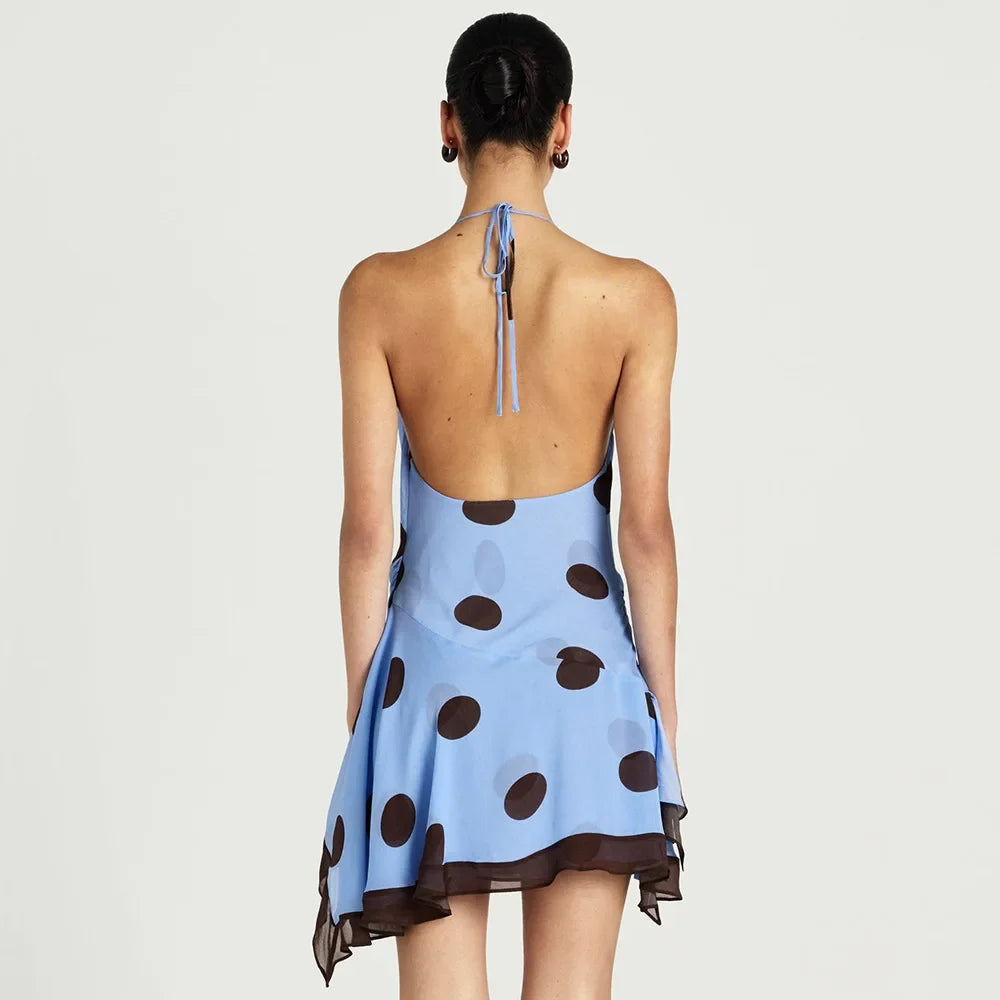 Jada Polka Dot Halter Mini Dress
