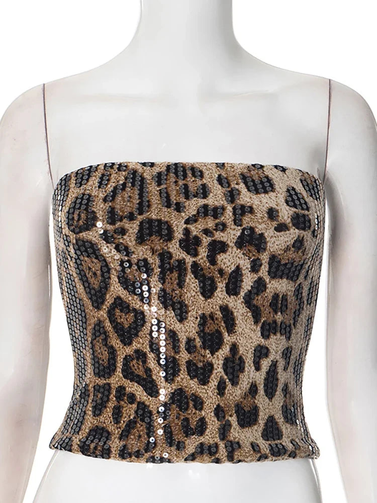 Lena Strapless Sequin Crop Top