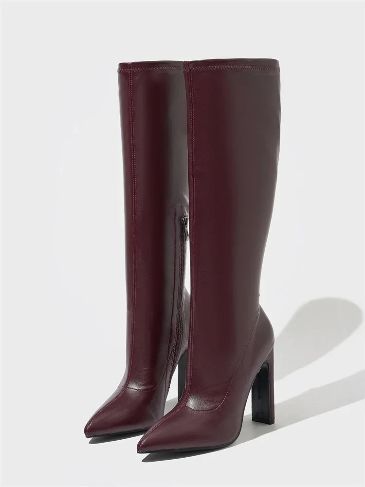 Bea Pointed Knee-High Heeled Boots