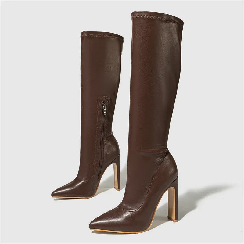 Bea Pointed Knee-High Heeled Boots