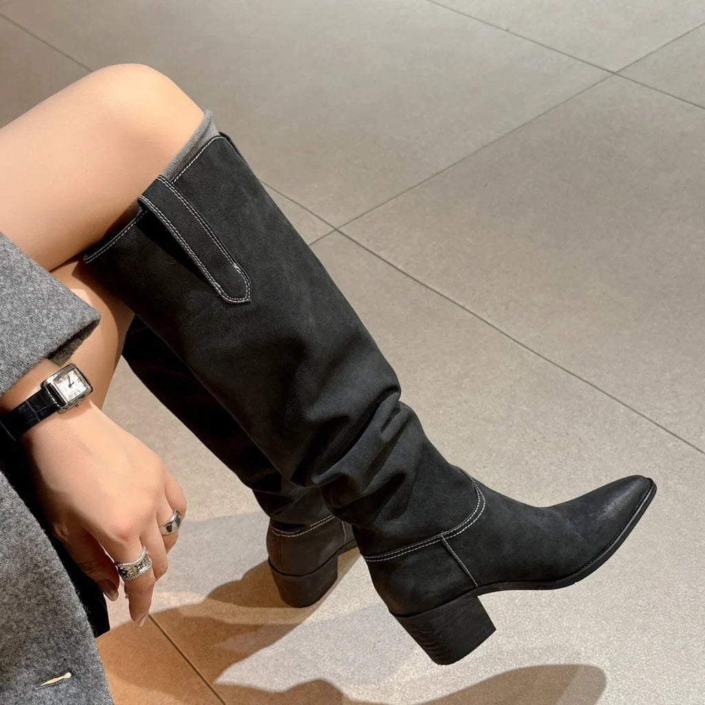 Cora Suede Knee-High Boots