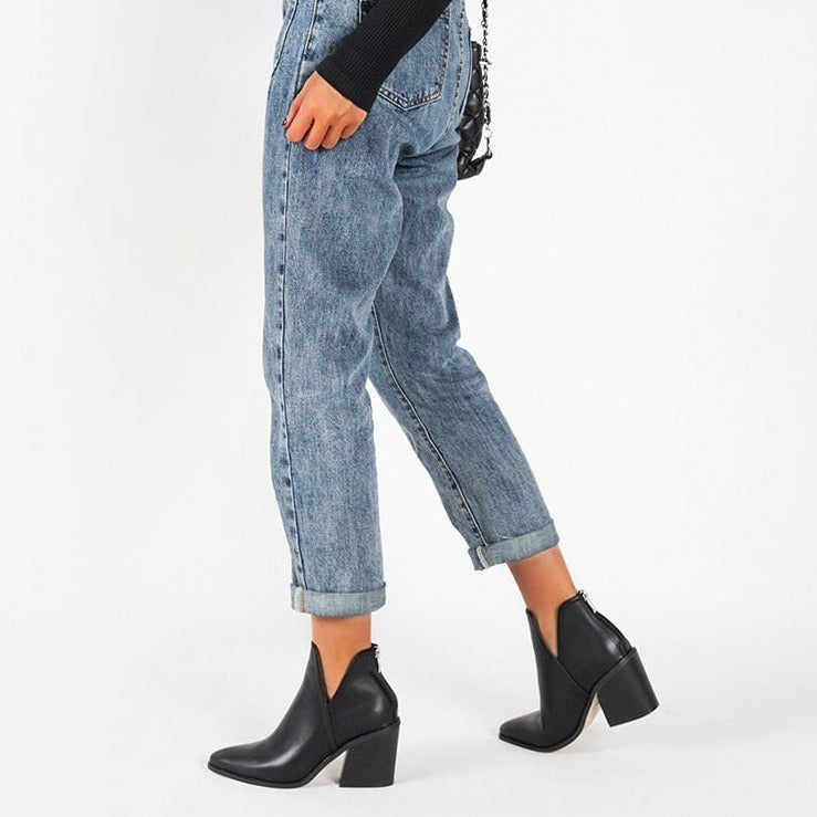 Eliza V-Cut Heeled Ankle Boots