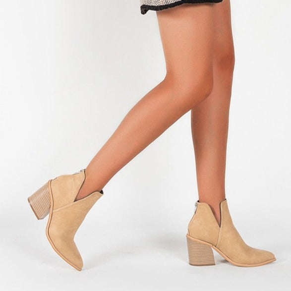 Eliza V-Cut Heeled Ankle Boots