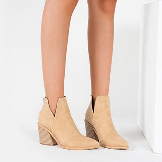 Eliza V-Cut Heeled Ankle Boots