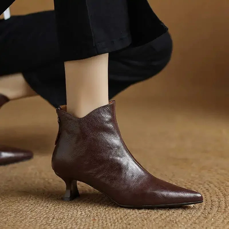 Tamsin Pointed Kitten-Heel Boots