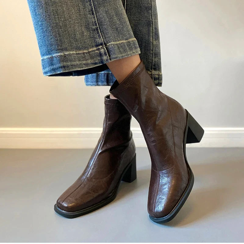 Vivi Creased Square-Toe Boots