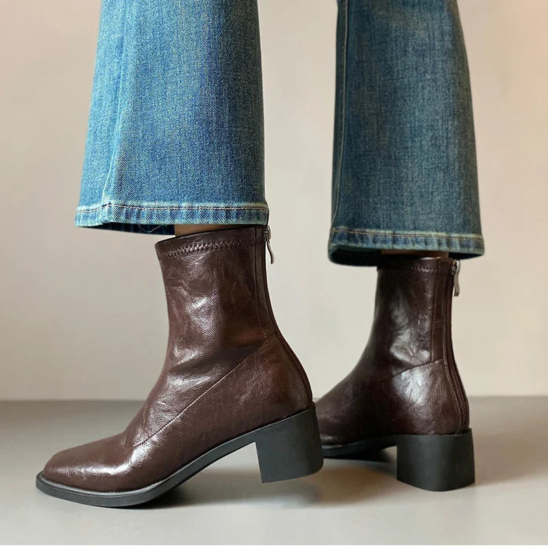 Vivi Creased Square-Toe Boots