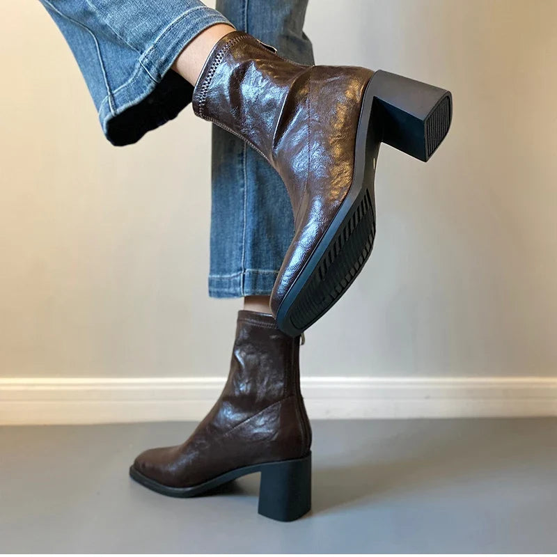 Vivi Creased Square-Toe Boots