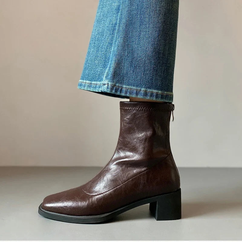 Vivi Creased Square-Toe Boots
