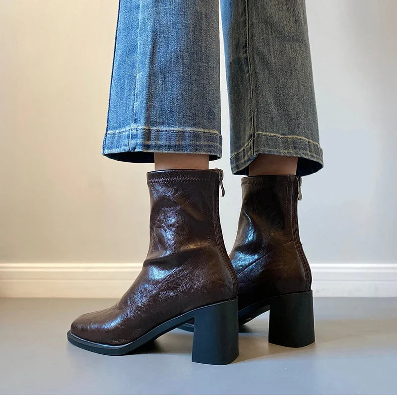Vivi Creased Square-Toe Boots