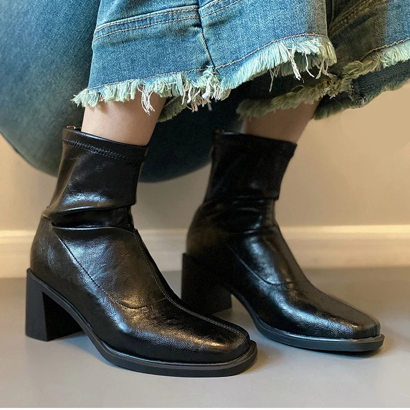 Vivi Creased Square-Toe Boots