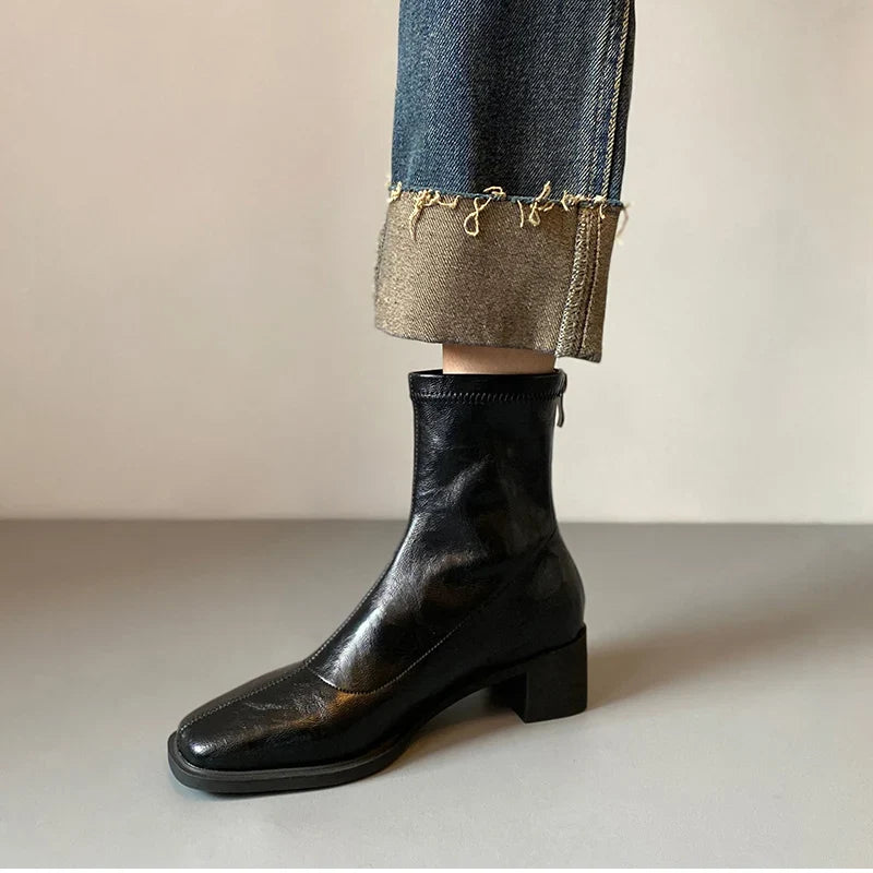 Vivi Creased Square-Toe Boots