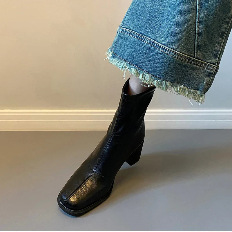 Vivi Creased Square-Toe Boots