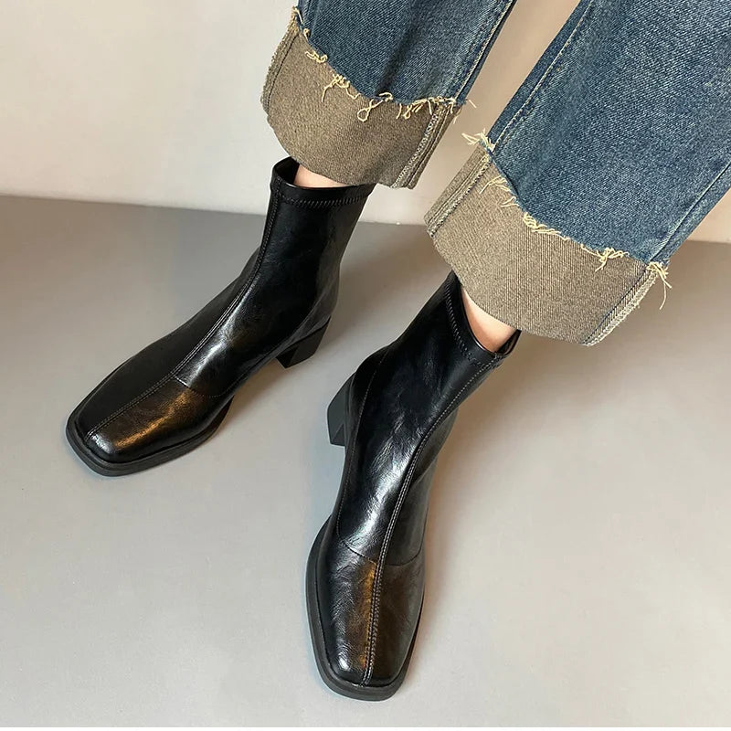 Vivi Creased Square-Toe Boots