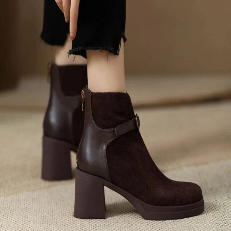 Zoe Buckled Suede Ankle Boots