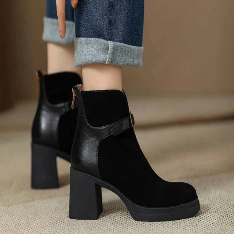 Zoe Buckled Suede Ankle Boots