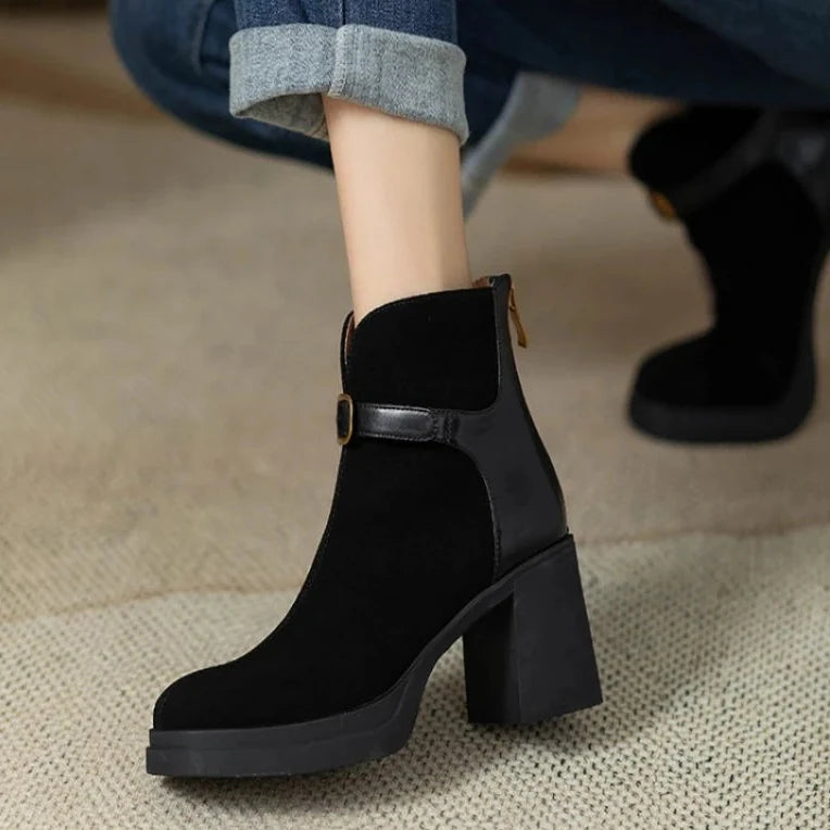 Zoe Buckled Suede Ankle Boots