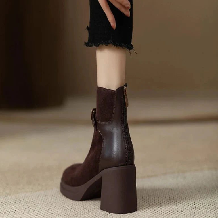 Zoe Buckled Suede Ankle Boots