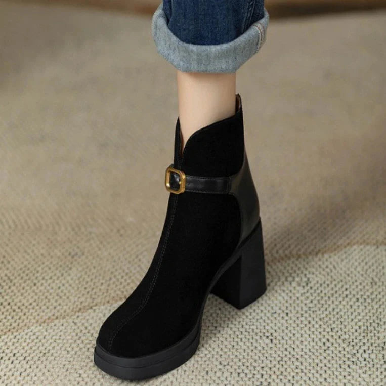 Zoe Buckled Suede Ankle Boots