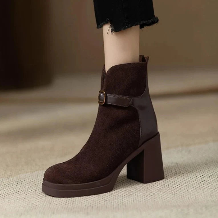 Zoe Buckled Suede Ankle Boots